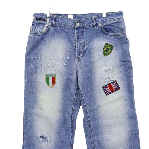 Dolce and Gabbana Jeans Men Distressed Blue Flags Size 36 W34 L 28.5 Soccer? - Picture 2 of 16